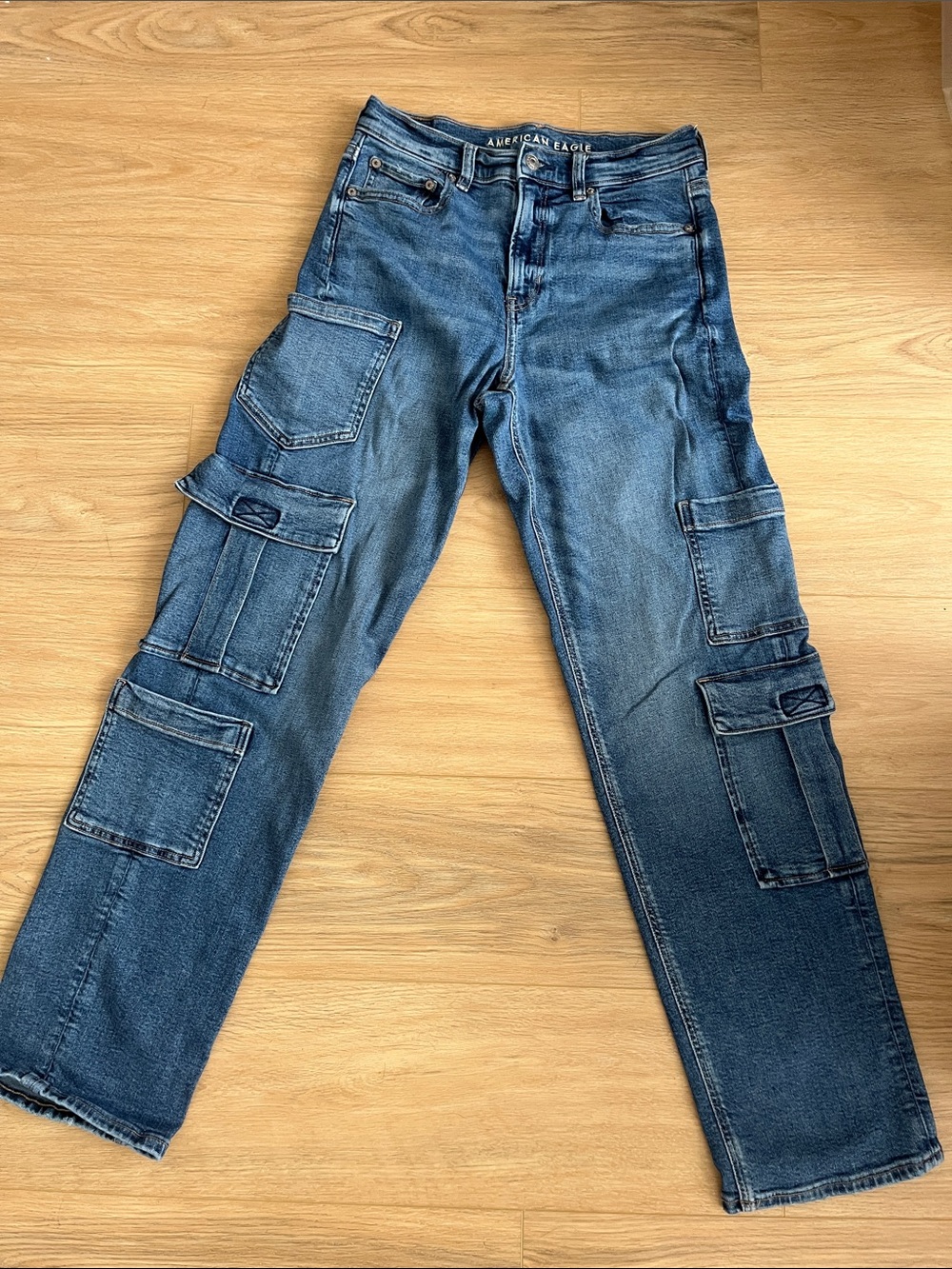 American Eagle Outfitters Women’s Super High-Rise Baggy Straight Cargo Jeans